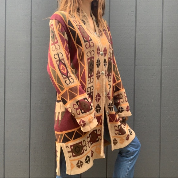 Norm Thompson long aztec cardigan Sz L - Picture 2 of 6